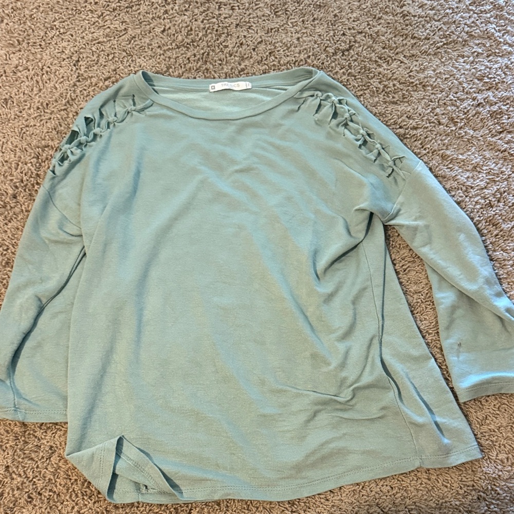Women's Green Top with Braided Detail